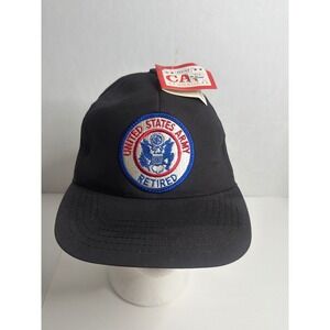 Vintage US Army Retired Snapback Hat Black Best Cap Made in USA Deadstock NWT